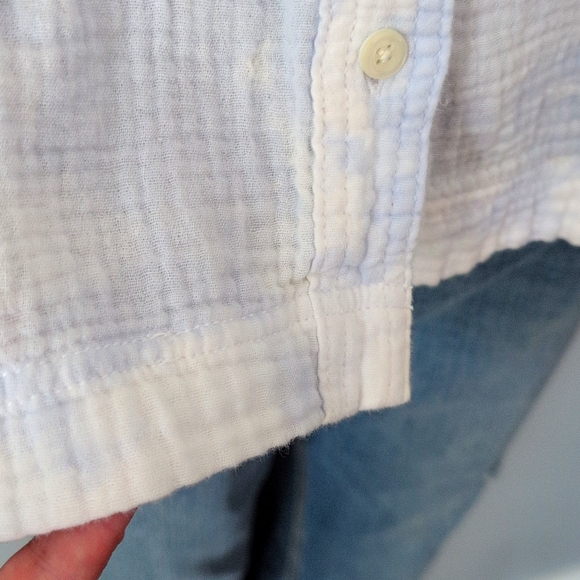 Joe Fresh Cotton Light Blue & White Button Down Boxy Top SZ XL - Picture 7 of 13